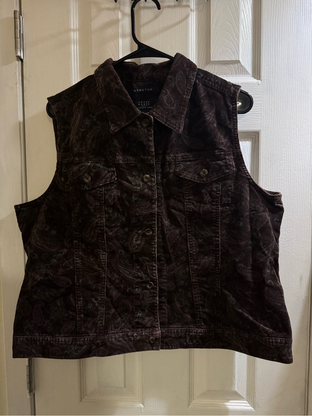 Vintage Crazy Horse by Liz Claiborne Women’s Paisley Stretch Denim Vest XL